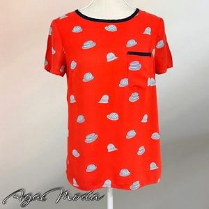 MAEVE for Anthropologie “hat” short sleeve blouse